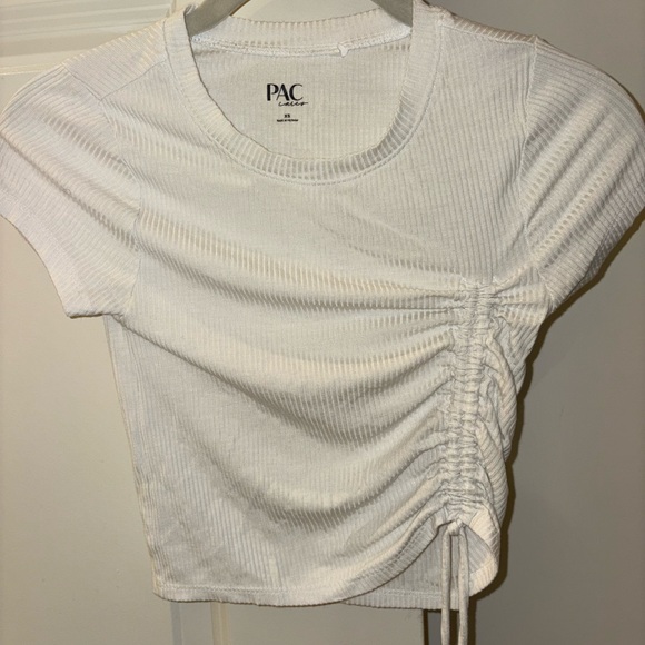 PacSun White Ruched Short Sleeve Top - Picture 1 of 3